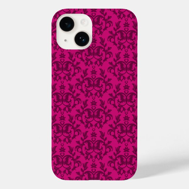 Kangaroo Paws damask dark pink Case-Mate iPhone Case (Back)
