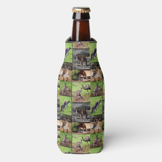 Kangaroo Photo Collage, Bottle Cooler (Bottle Front)
