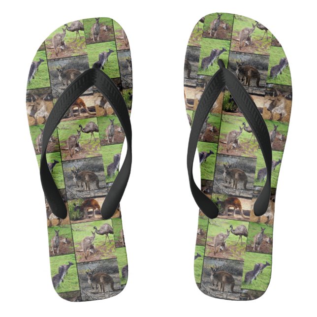 Kangaroo Photo Collage, Flip Flops (Footbed)