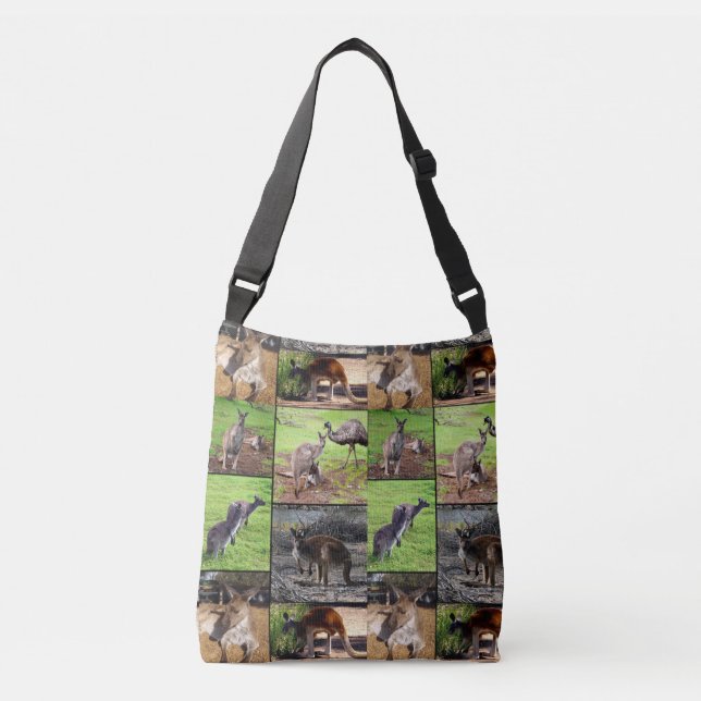Kangaroo Photo Collage, Full Print Crossbody Bag. Crossbody Bag (Front)