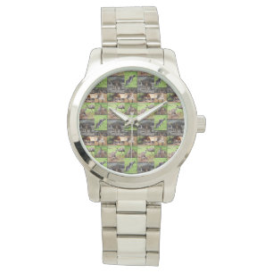 Kangaroo Photo Collage, Grande Montre Unisex Argen