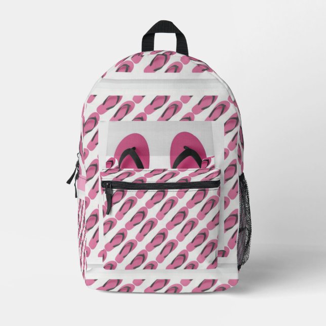 Kangaroo Pink Flip Flops Kids  Printed Backpack (Front)