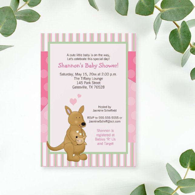 Kangaroo Pink Mommy Invitation (Creator Uploaded)