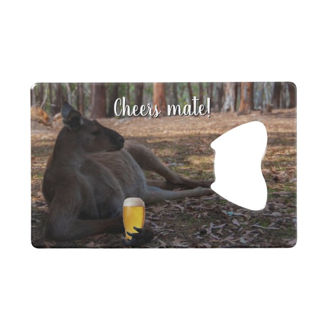 Kangaroo Relaxer avec la bière Australie Drôle (Devant (Horizontal))