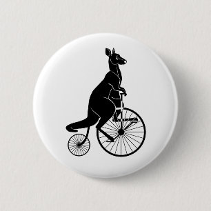 Kangaroo Riding a Penny Farthing 2 Inch Round Button
