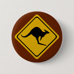 kangaroo road sign 2 inch round button