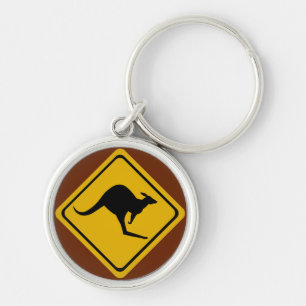 kangaroo road sign keychain