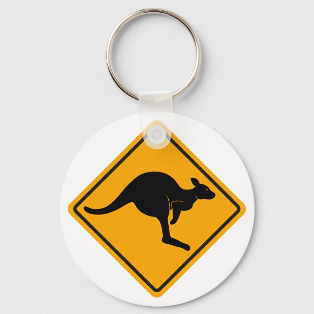 Kangaroo Road Sign Keychain (Front)