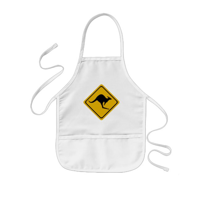 kangaroo road sign kids apron (Front)