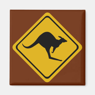 kangaroo road sign magnet