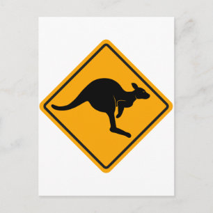 Kangaroo Road Sign Postcard