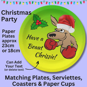 Kangaroo Santa 9" Australian Christmas Party  Paper Plate
