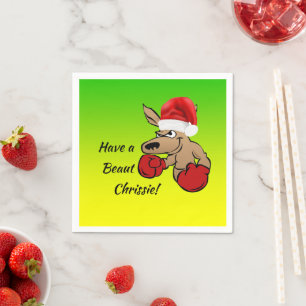 Kangaroo Santa Australian Christmas Party Napkin