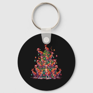 Kangaroo Santa Christmas Tree Funny Holiday Cute K Keychain