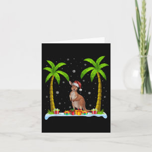 Kangaroo Santa Hat Palm Tree Beach Xmas Pajama Card