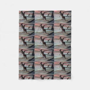 Kangaroo Seaside Breezes Illusion Art, Fleece Blanket