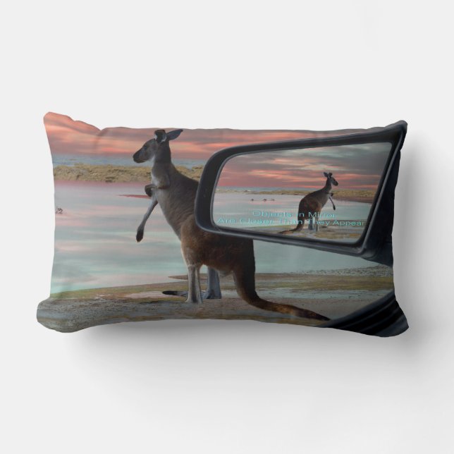 Kangaroo Seaside Breezes Illusion Art, Lumbar Pillow (Front)