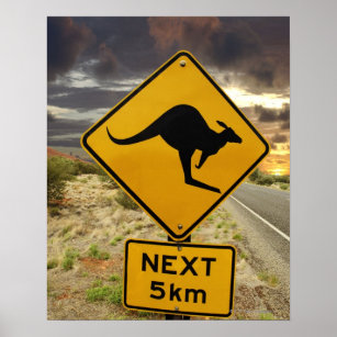 Kangaroo sign, Australia Poster