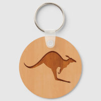 Kangaroo silhouette engraved on wood design