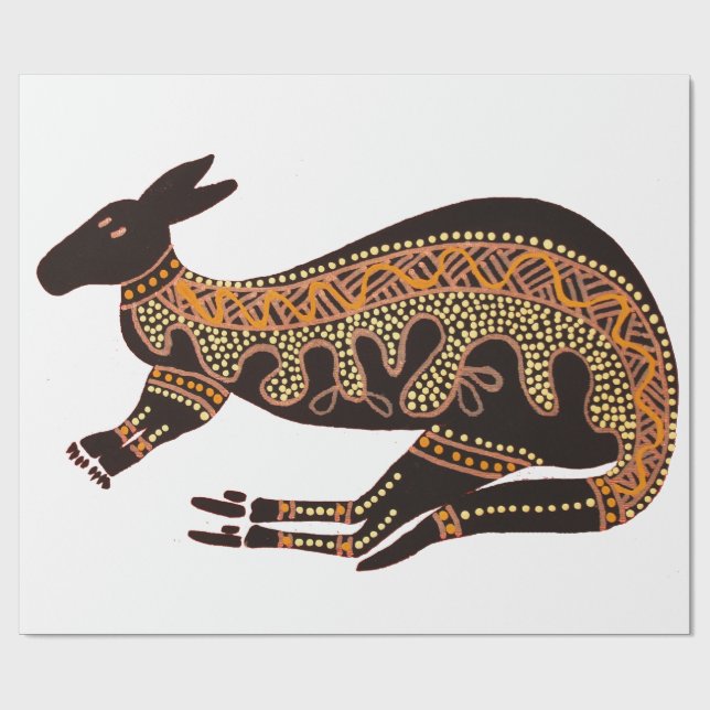 Kangaroo Single on White Wrapping Paper (Flat)