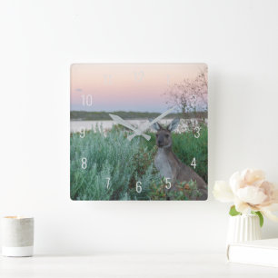 Kangaroo Sunset at the Lake Australia Square Wall Clock