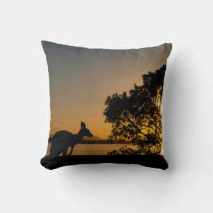 Kangaroo Sunset Throw Pillow