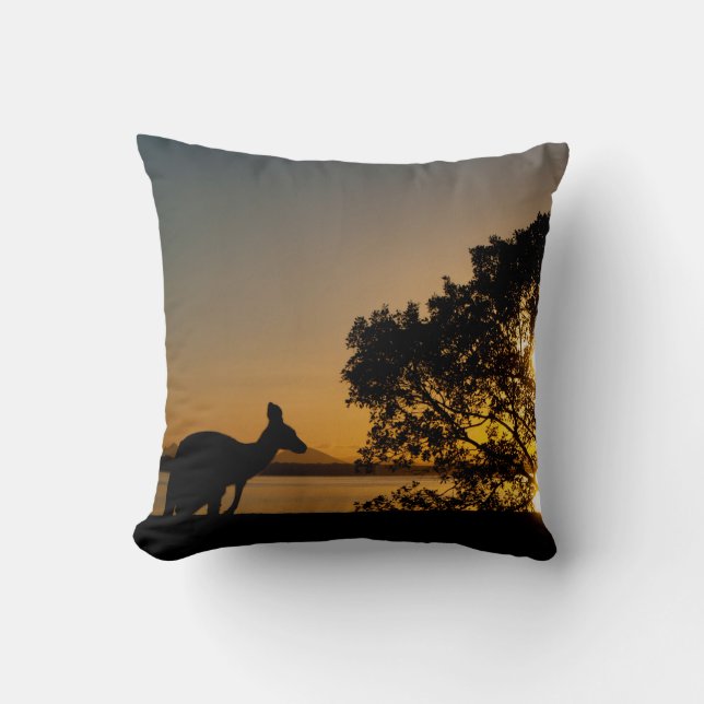 Kangaroo Sunset Throw Pillow (Front)