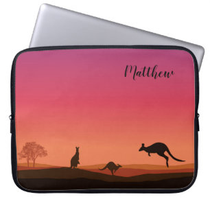 Kangaroo Themed Personalized Laptop Cover Sleeve