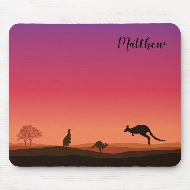 Kangaroo Themed Personalized Mouse Pad (Front)