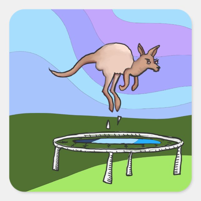 Kangaroo Trampoline Square Sticker (Front)
