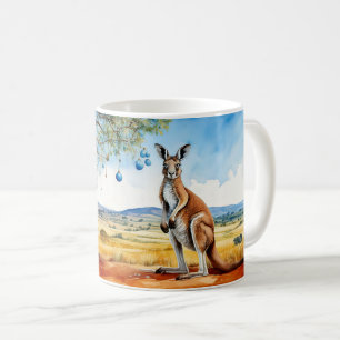 Kangaroo under gumtree with Christmas baubles Coffee Mug