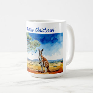 Kangaroo under gumtree with Christmas baubles Coffee Mug