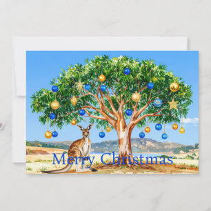 Kangaroo under gumtree with Christmas baubles Invitation