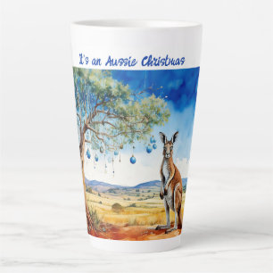 Kangaroo under gumtree with Christmas baubles Latte Mug