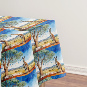 Kangaroo under gumtree with Christmas baubles Tablecloth