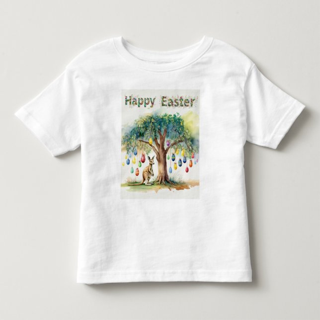 Kangaroo under gumtree with Easter eggs Toddler T-shirt (Front)