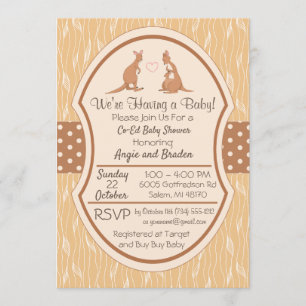 Kangaroo Unisex Baby Shower Invitation Boy or Girl