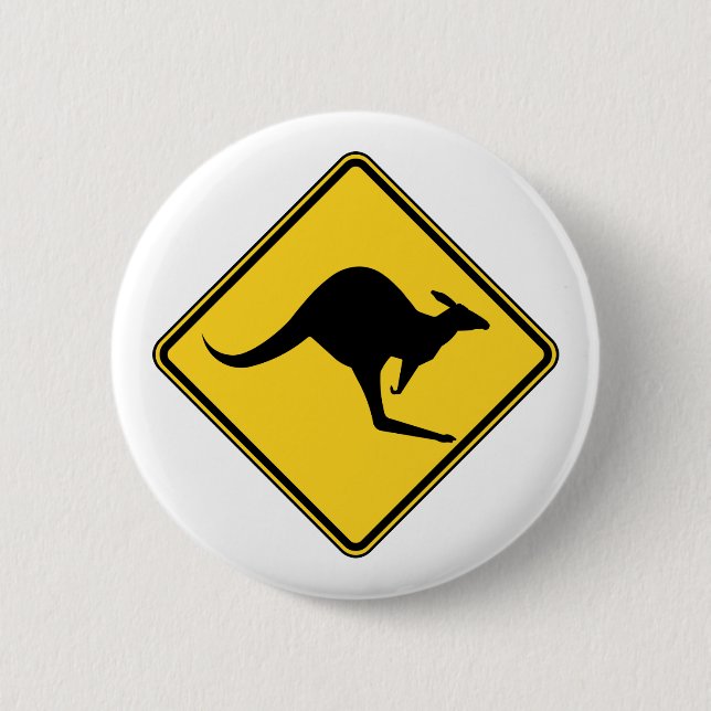 kangaroo warning danger in australia day 2 inch round button (Front)