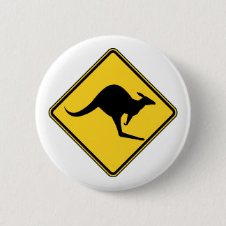 kangaroo warning danger in australia day 2 inch round button
