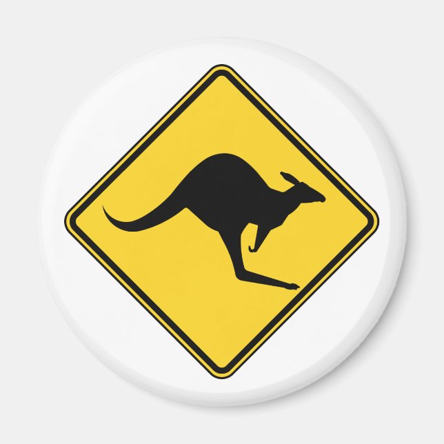 kangaroo warning danger in australia day magnet (Front)
