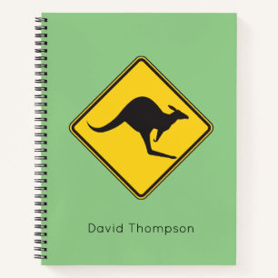 Kangaroo Warning Sign Notebook Personalized