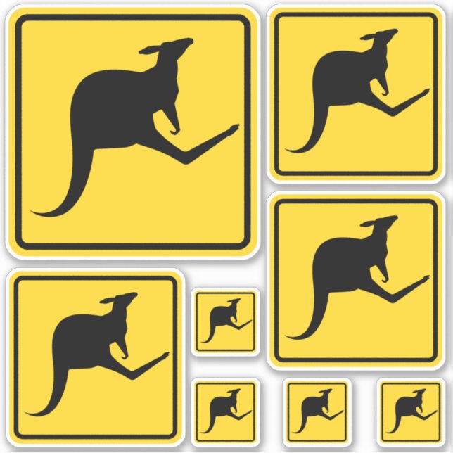 Kangaroo Warning Sign Sticker Set (Front)