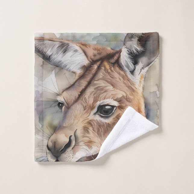 Kangaroo Watercolor Art (Gant de toilette)