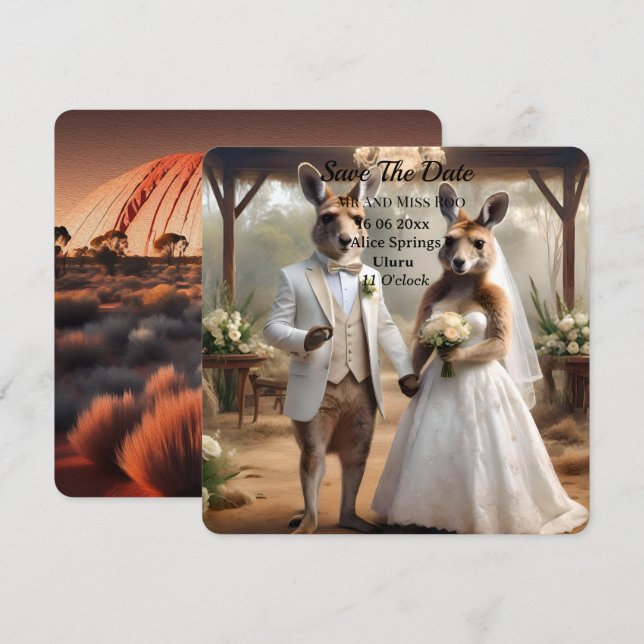 Kangaroo White Wedding Your Invited, (Front/Back)