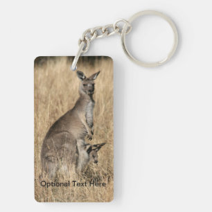 Kangaroo with Baby Joey in Pouch Keychain