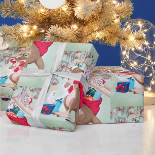 Kangaroo with Christmas Sack of Gifts Wrapping Paper