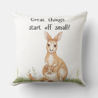 Kangaroo with joey throw pillow