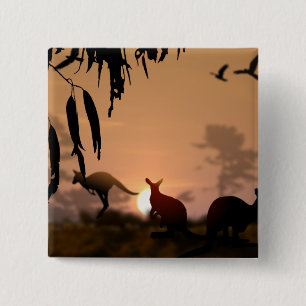 Kangaroos 2 Inch Square Button