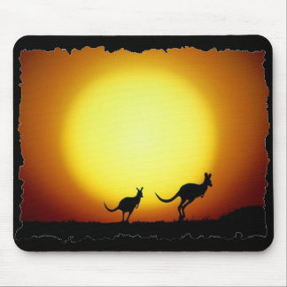 Kangaroos against the desert sun mouse pad