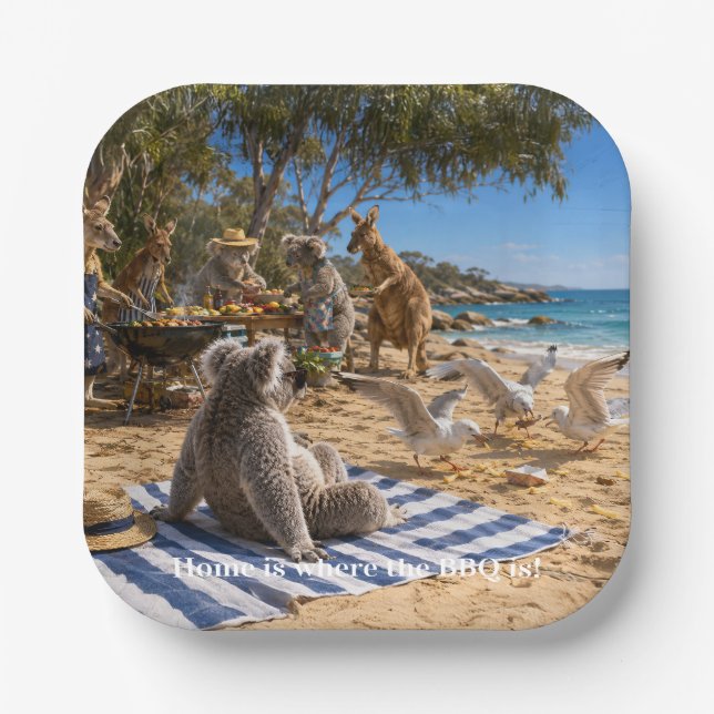  Kangaroos Beach BBQ Paper Plate (Front)